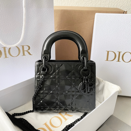 Untitled-design-2025-05-30T052759.205 Dior Lady Matte Like Auth Women’s Handbag Black Diamond Pattern 17cm