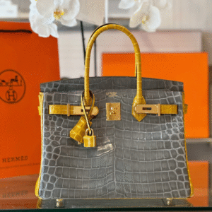 Hermes Birkin 30 Gray/Gold Genuine Crocodile Leather Gold Hardware – Custom Made