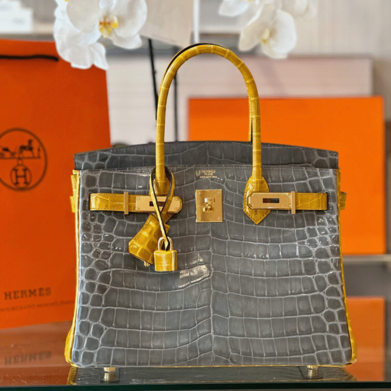 Hermes Birkin 30 Gray/Gold Genuine Crocodile Leather Gold Hardware – Custom Made