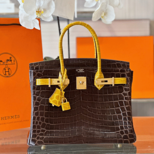 Untitled-design-2025-05-30T210628.524 Hermes Birkin 30 Brown/Gold Genuine Crocodile Leather Gold Hardware – Custom Made