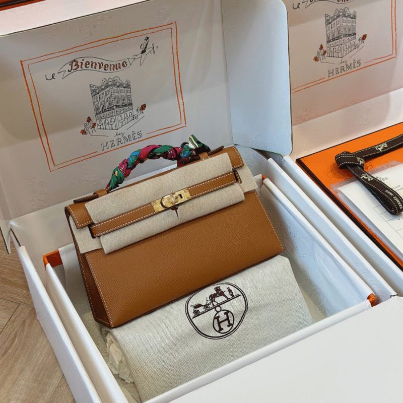 Hermes Pochette Brown Gold Hardware