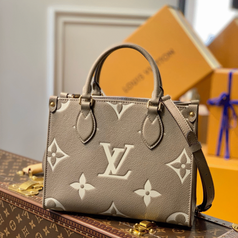Louis Vuitton LV Onthego Woman’s Grey Cowhide Leather Handbags 25cm
