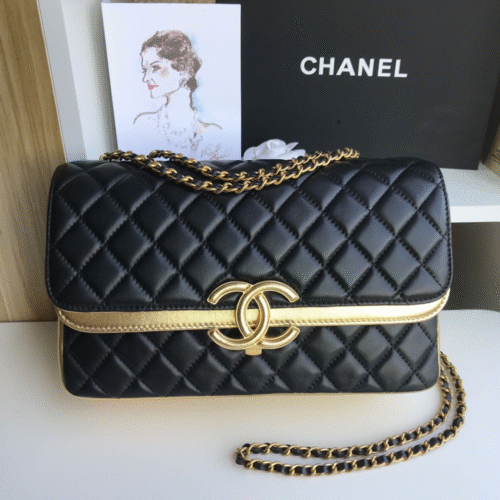 Untitled-design-2025-06-04T095008.535 Chanel Woman’s Like Auth Handbags Black Mix Yellow Leather 25cm