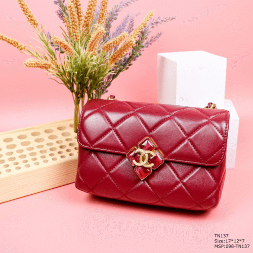 Untitled-design-2025-06-04T095136.628 Chanel Woman’s Red High Best Quality Handbag Lock With Stone 17x12x7cm