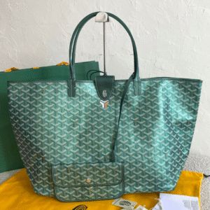 Goyard Green Goyardine Canvas & Chevroches Calfskin Saint Louis PM Tote
