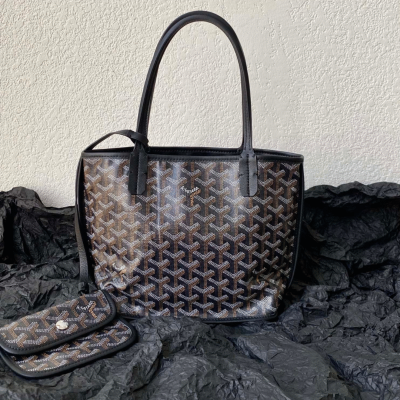GOYARD Goyardine Reversible Mini Anjou Black 1661918
