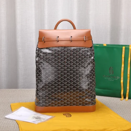 Untitled-design-2025-08-09T035041.099 Goyard Black Goyardine & Brown Leather Steamer Bag