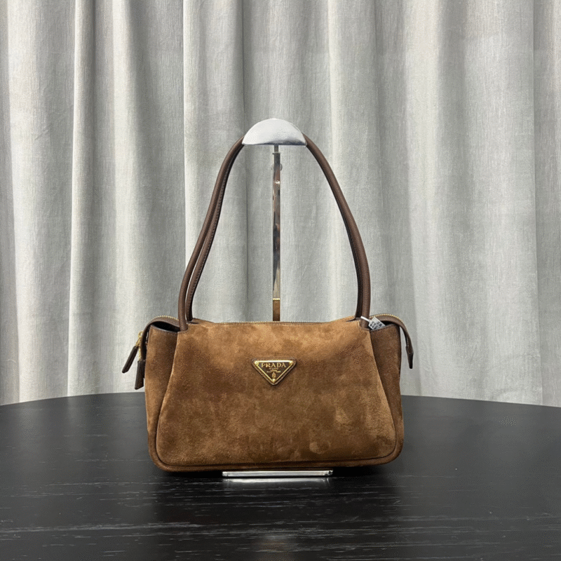 Prada Brown Medium Suede Shoulder Bag
