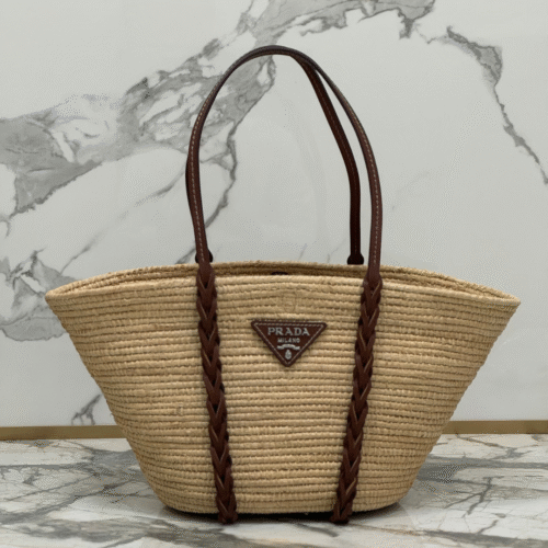 PRADA Braided Handle Basket Bag