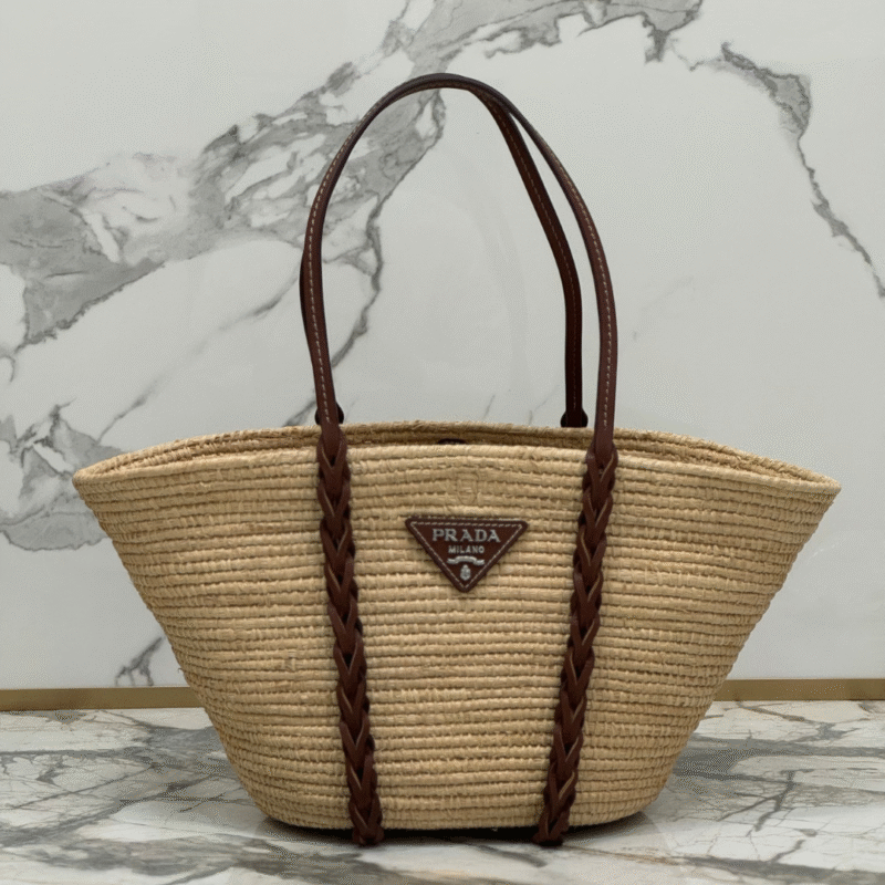 PRADA Braided Handle Basket Bag