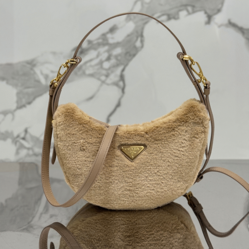 Prada Leather And Shearling Arquã¨ Handbag