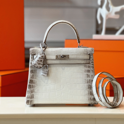 Untitled-design-2025-09-30T063034.924 Hermes Kelly 25 Himalaya Albino Genuine Crocodile Leather Palladium Hardware