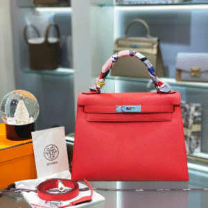 Hermes Kelly 28 Pink Rose Epsom Leather Palladium Hardware