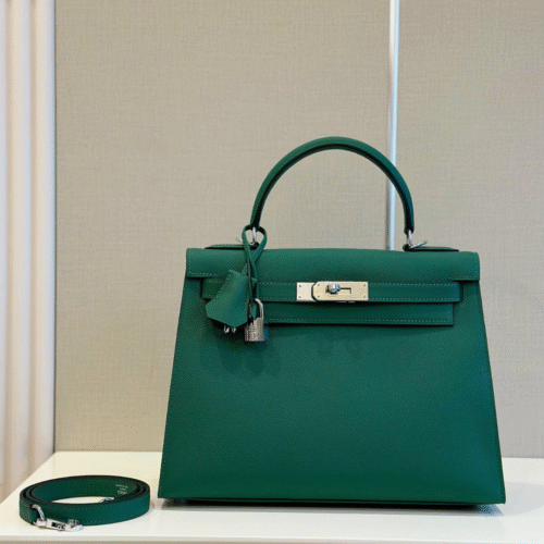 Untitled-design-2025-09-30T070513.360 Hermes Kelly 28 Green Epsom Leather Palladium Hardware