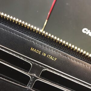 Chanel Wallet Black Grained Leather Gold Lock 19×10.5cm