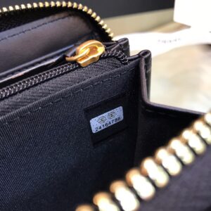 Chanel Wallet Black Grained Leather Gold Lock 19×10.5cm