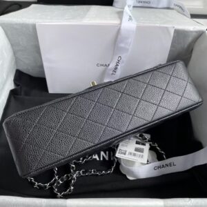 Chanel Classic Handbag Black With Silver Lock 25cm