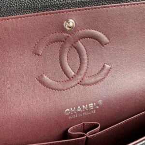Chanel Classic Handbag Black With Silver Lock 25cm