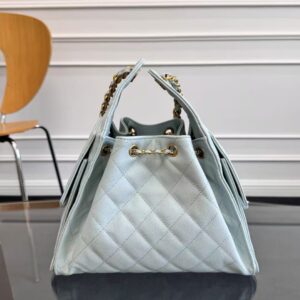 CHANEL 25 HANDBAG 30 IN LGITH BLUE CAVIER GOLD HARDWARE