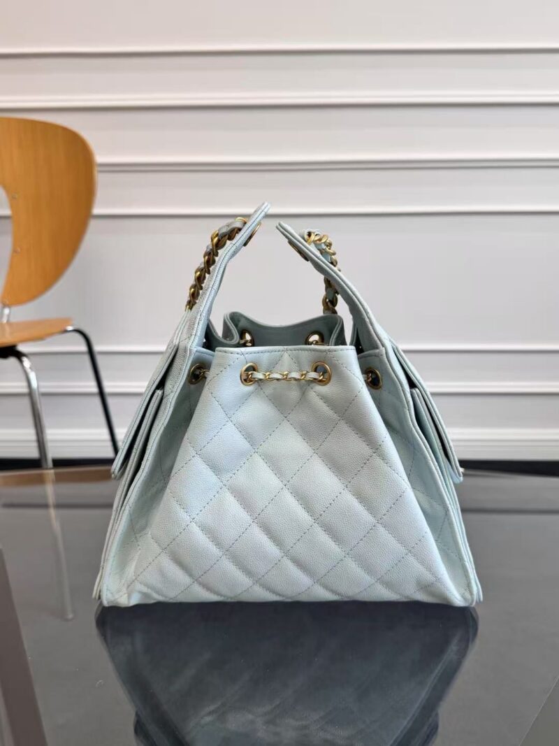 CHANEL 25 HANDBAG 30 IN LGITH BLUE CAVIER GOLD HARDWARE