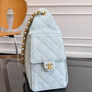 CHANEL 25 HANDBAG 30 IN LGITH BLUE CAVIER GOLD HARDWARE