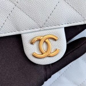 CHANEL 25 HANDBAG 30 IN LGITH BLUE CAVIER GOLD HARDWARE