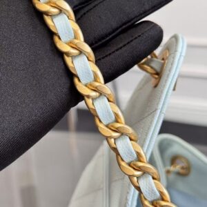 CHANEL 25 HANDBAG 30 IN LGITH BLUE CAVIER GOLD HARDWARE