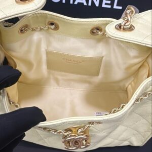 CHANEL 25 HANDBAG 30 IN YELLOW CAVIER GOLD HARDWARE