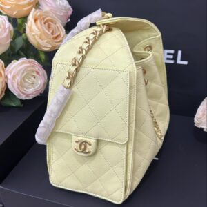 CHANEL 25 HANDBAG 30 IN YELLOW CAVIER GOLD HARDWARE
