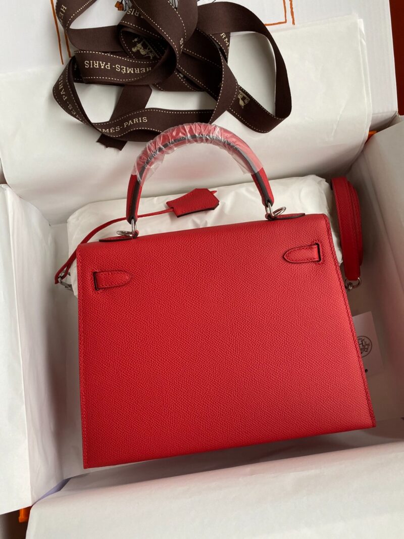 Hermes Kelly 25 Red Epsom Sliver Hardware