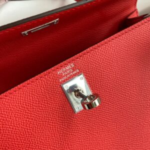 Hermes Kelly 25 Red Epsom Sliver Hardware