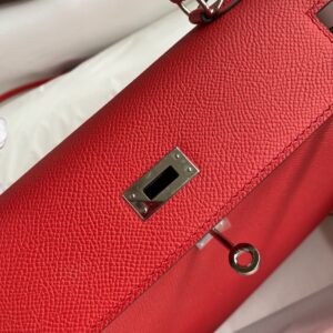 Hermes Kelly 25 Red Epsom Sliver Hardware