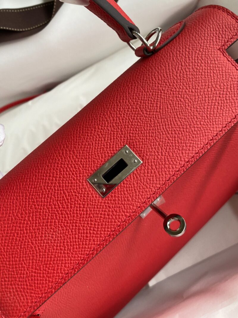 Hermes Kelly 25 Red Epsom Sliver Hardware