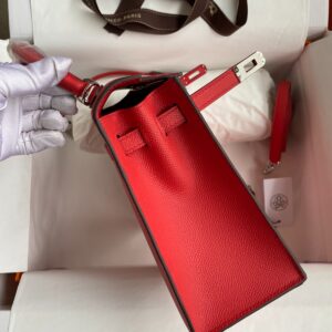 Hermes Kelly 25 Red Epsom Sliver Hardware