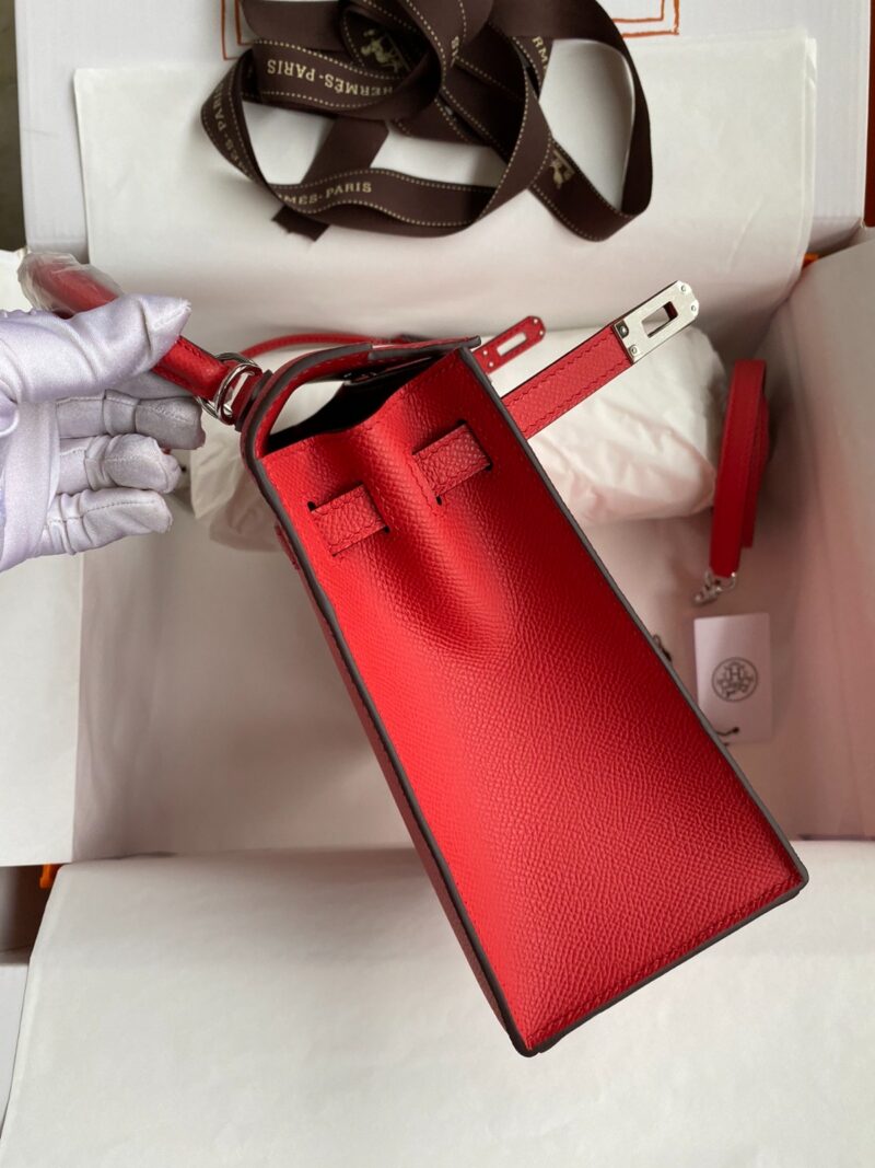 Hermes Kelly 25 Red Epsom Sliver Hardware