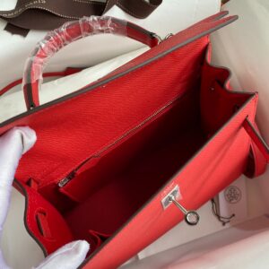 Hermes Kelly 25 Red Epsom Sliver Hardware