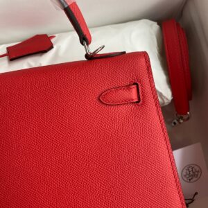 Hermes Kelly 25 Red Epsom Sliver Hardware