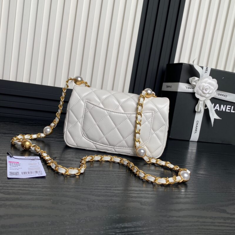 Chanel Mini Flap Bag Top Handle Pearl Chain