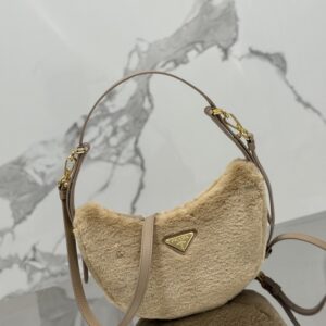 Prada Leather And Shearling Arquã¨ Handbag