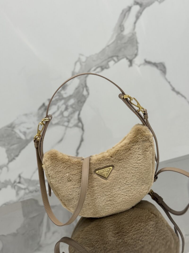 Prada Leather And Shearling Arquã¨ Handbag