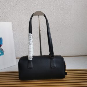 Prada Black Medium leather top-handle bag with padlock