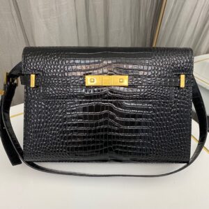 Saint Laurent Manhattan Crocodile-Embossed Shoulder Bag