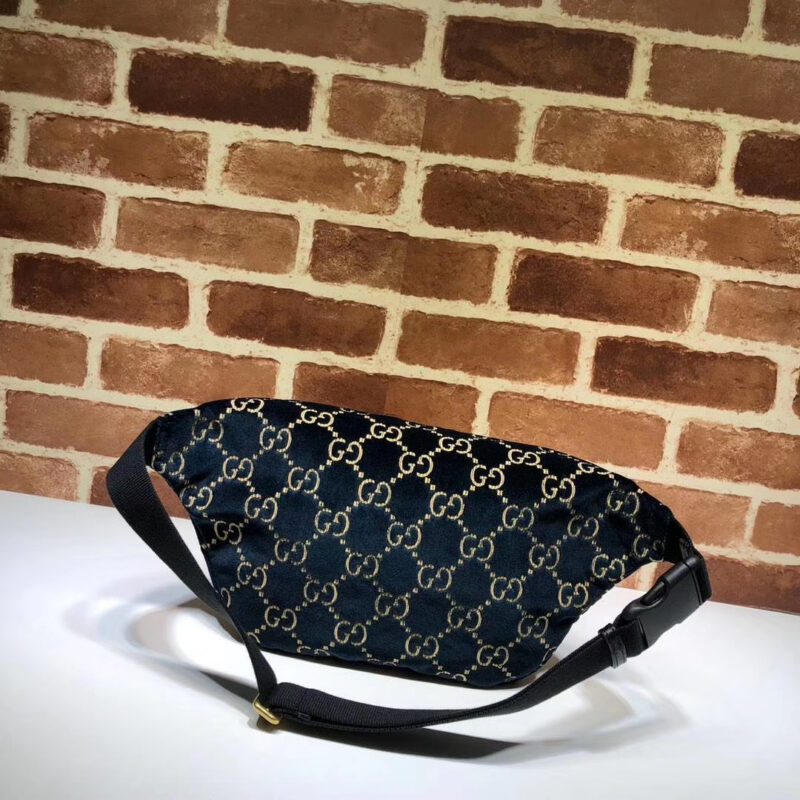 b767ad59 Gucci Belt Bag GG Velvet Blue in Velvet with Brass-tone