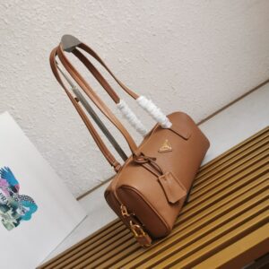 Prada Caramel Medium leather top-handle bag with padlock