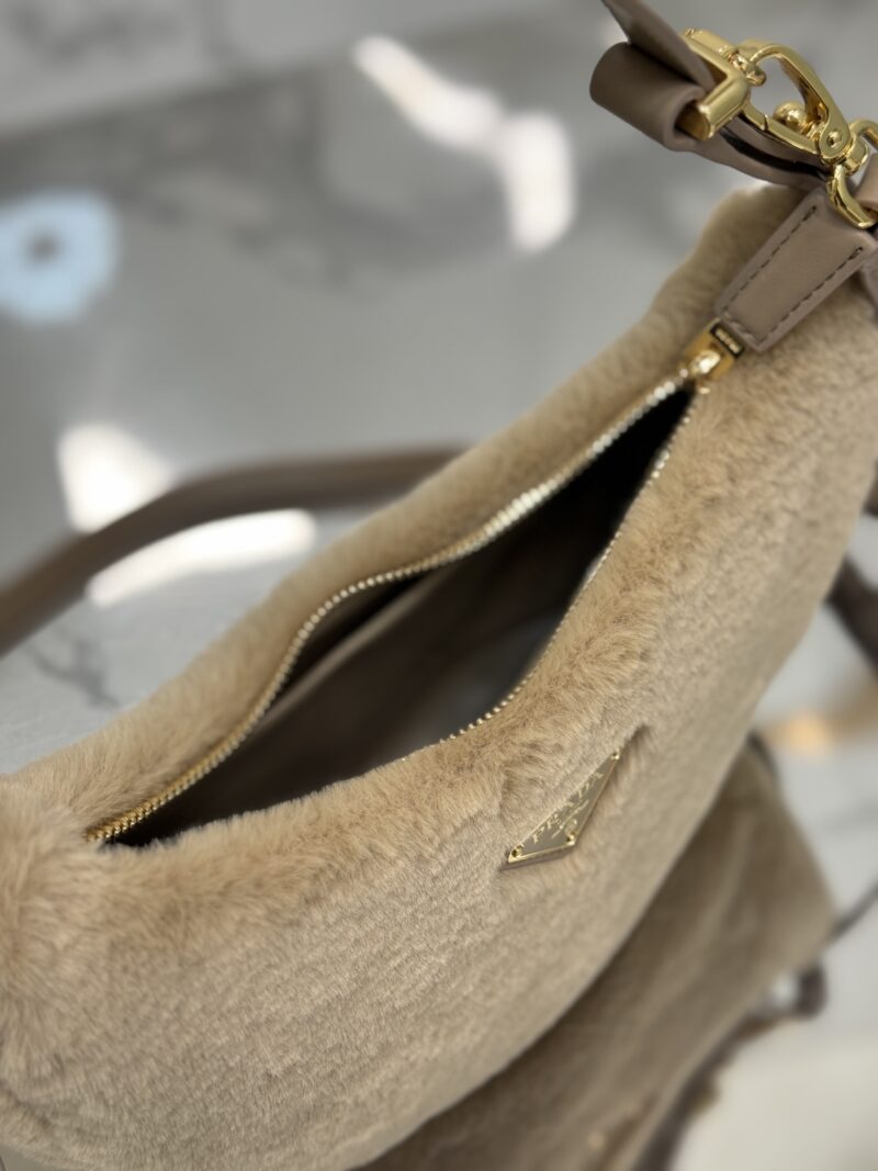Prada Leather And Shearling Arquã¨ Handbag