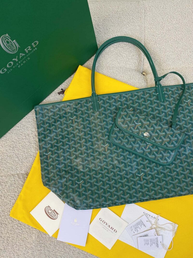Goyard Green Goyardine Canvas & Chevroches Calfskin Saint Louis PM Tote