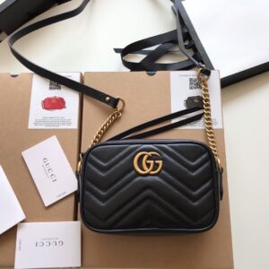 GUCCI Calfskin Matelasse Mini GG Marmont Chain Shoulder