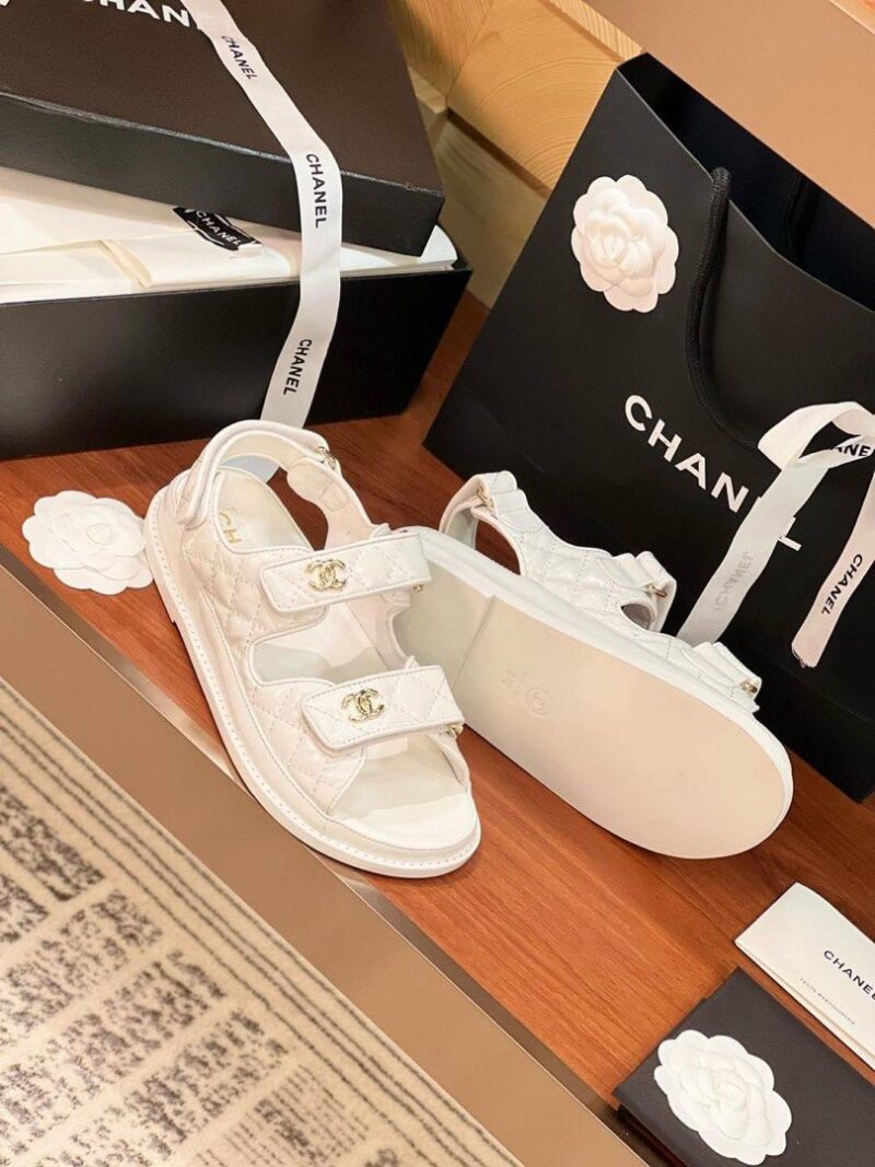Chanel White Dad Sandals