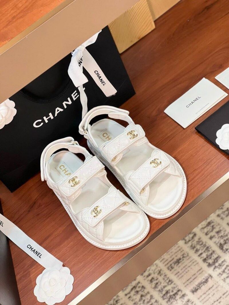 Chanel White Dad Sandals