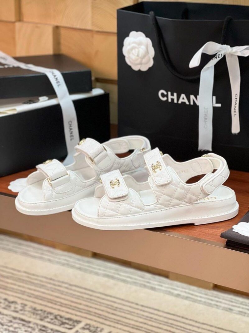 Chanel White Dad Sandals